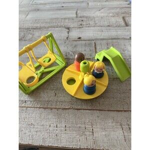 VTG 70s Fisher Price Little People Playground Set People Swing Slide MerryRound